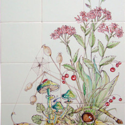 Frisiantiles Kacheltableau von Feldblumen II