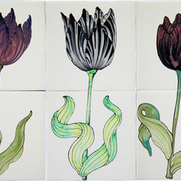 Frisiantiles Tile panel with black tulips 4-6