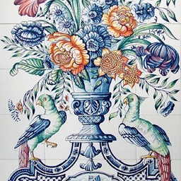 Frisiantiles Fliesentableau Blumenvase D