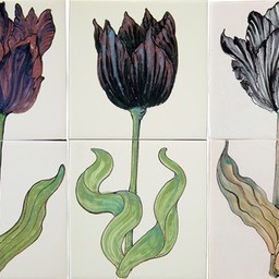 Frisiantiles Tegeltableau zwarte tulpen 1-3