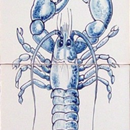 Frisiantiles Tile panel with lobster in blue