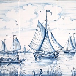 Frisiantiles Kacheltableau Schiffsszene klein