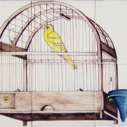 Frisiantiles Tegeltableau vogelkooi J