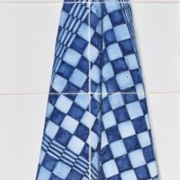 Frisiantiles Tile panel with tea towel in blue