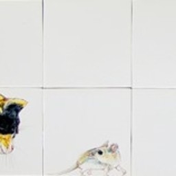 Frisiantiles Kacheltableau Katze und Mäuse