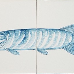 Frisiantiles Fliesentableau Hecht in Blau