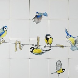 Frisiantiles Tile panel with Tits on washing line