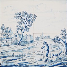Frisiantiles Tegeltableau dorpsgezicht A