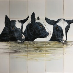 Frisiantiles Tile panel with black goats
