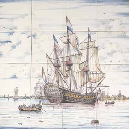 Frisiantiles Tile panel ship scene VI (West Indiaman)
