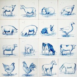 Frisiantiles Tiles with farm animals 1-16
