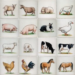 Frisiantiles Tiles with farm animals colour 1-16