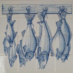 Frisiantiles Tegeltableau vissen aan plank