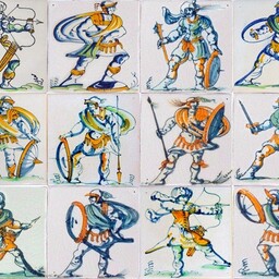 Frisiantiles Fliesen mit Sarazenen in Farbe