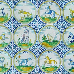 Frisiantiles Tiles with animals in a meander circle in colour 1-12