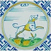 Tiles with animals in a meander circle in colour 1-12