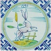 Tiles with animals in a meander circle in colour 13-24