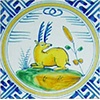 Tiles with animals in a meander circle in colour 13-24