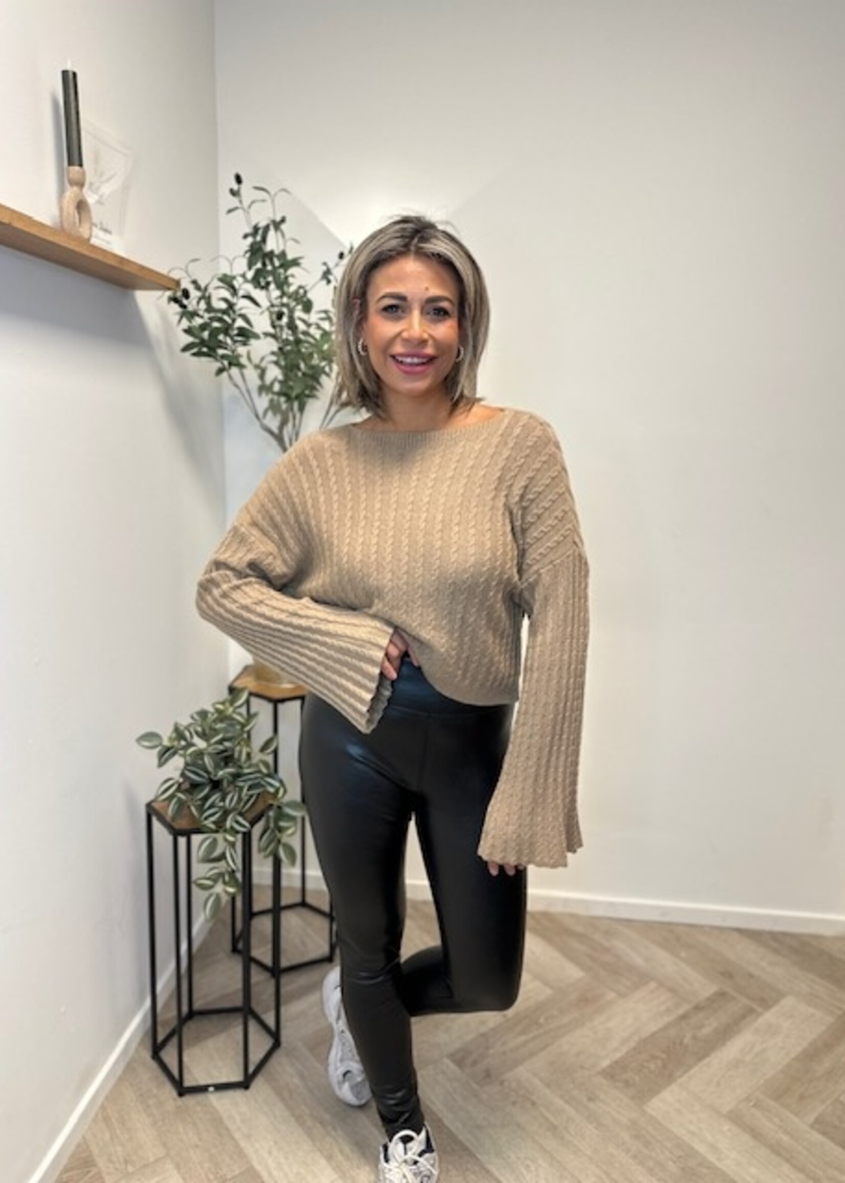 Cable Flare Knit Top