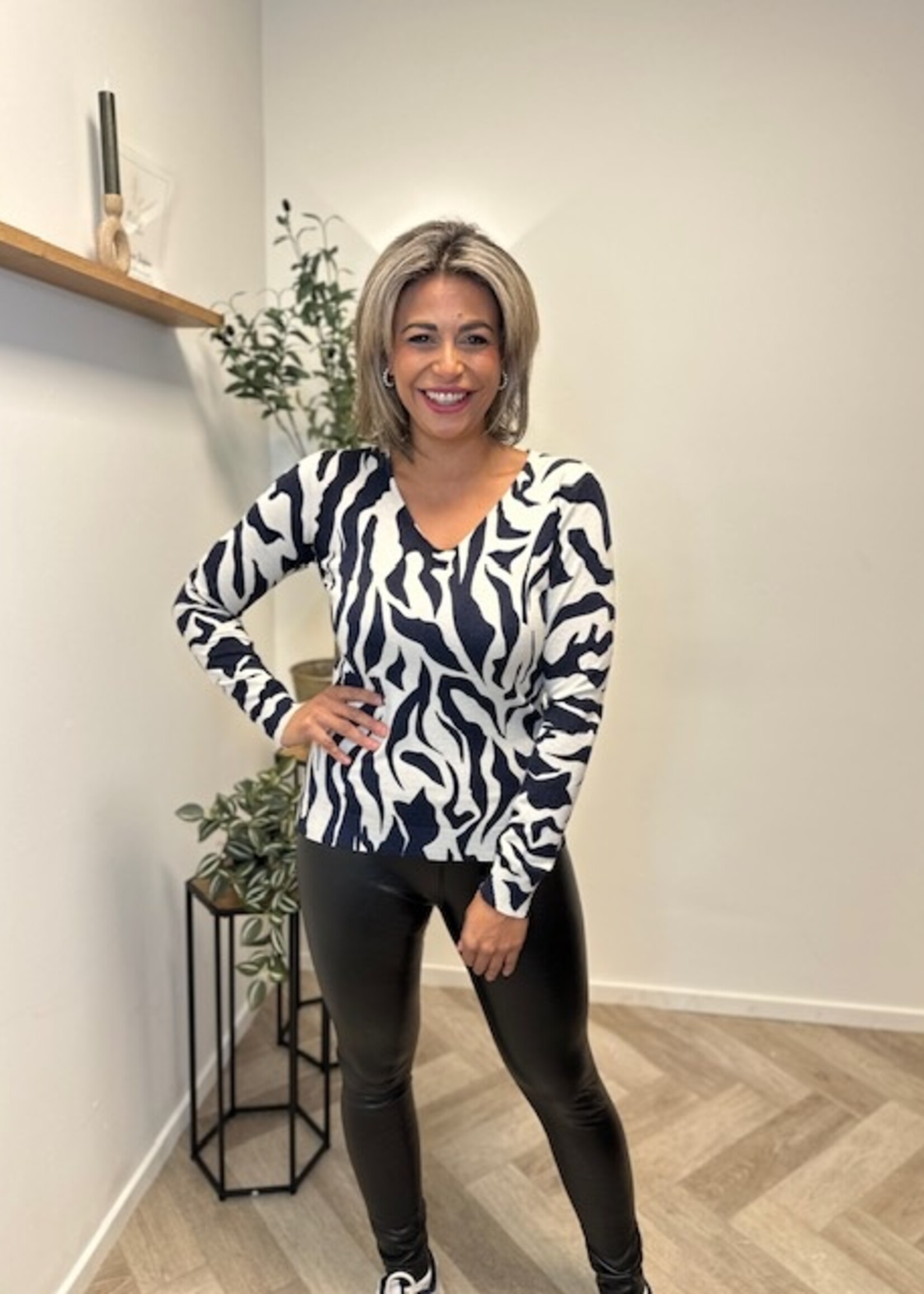 Zebra Soft Knit V-Neck