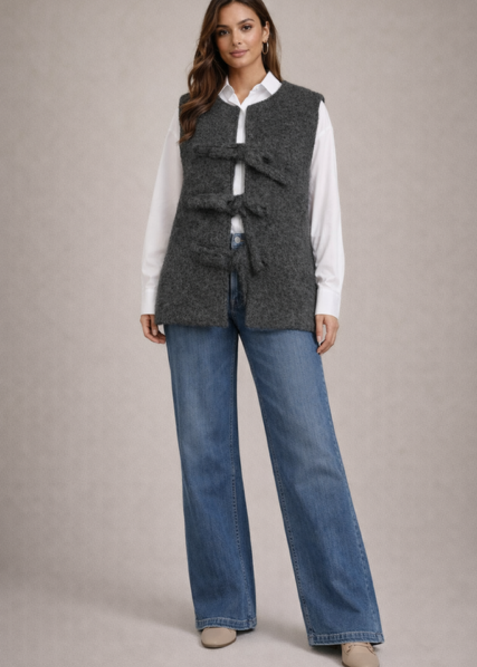 Bouclé Gilet met Striksluiting