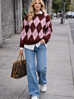 Checked Knit Sweater