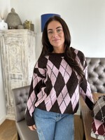 Checked Knit Sweater