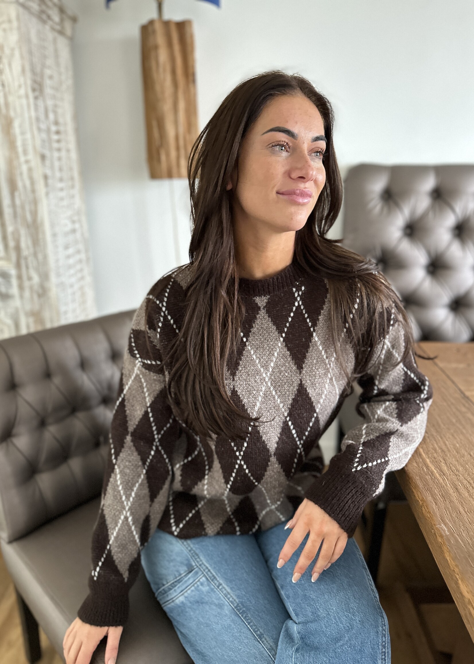 Checked Knit Sweater