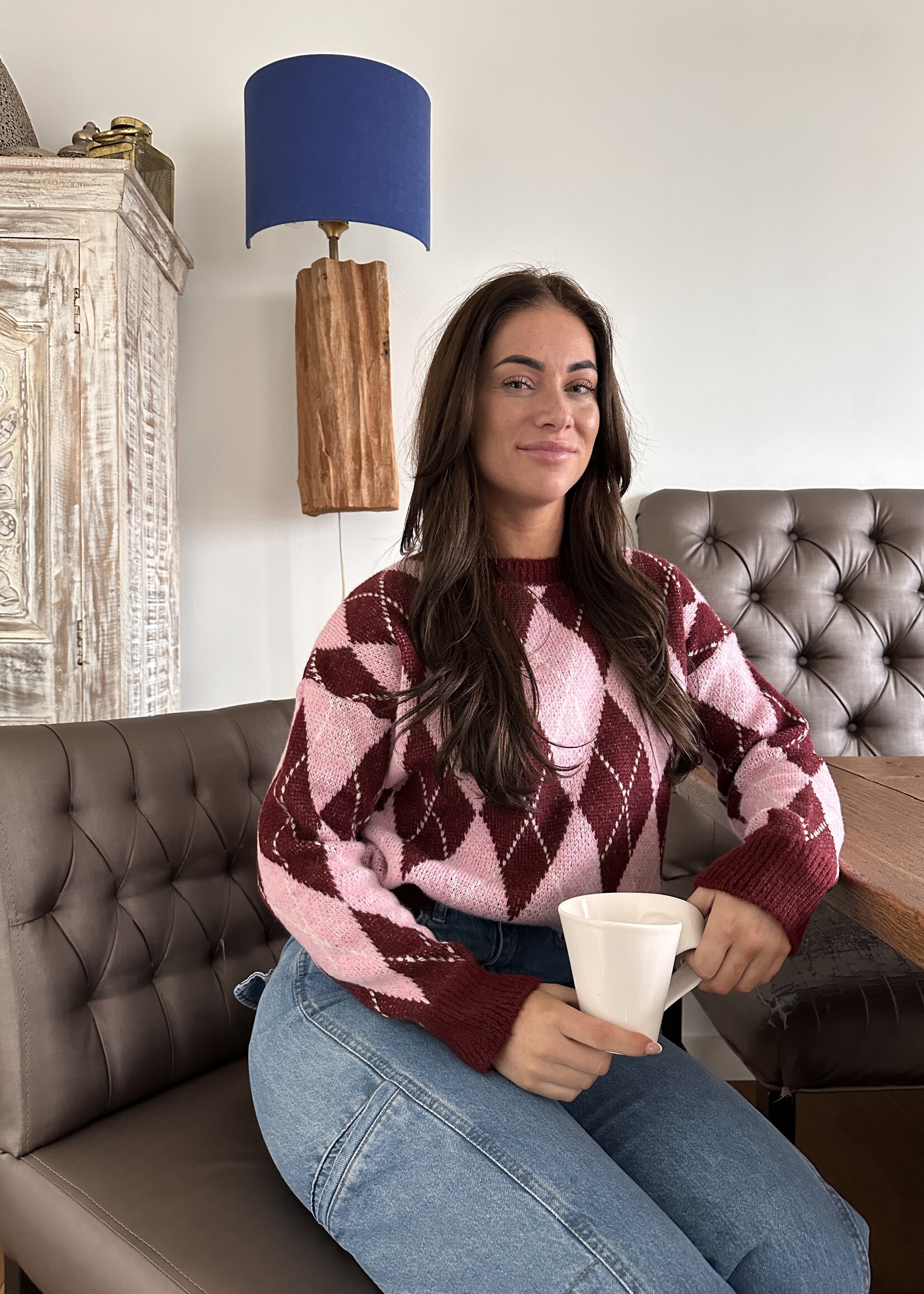 Checked Knit Sweater