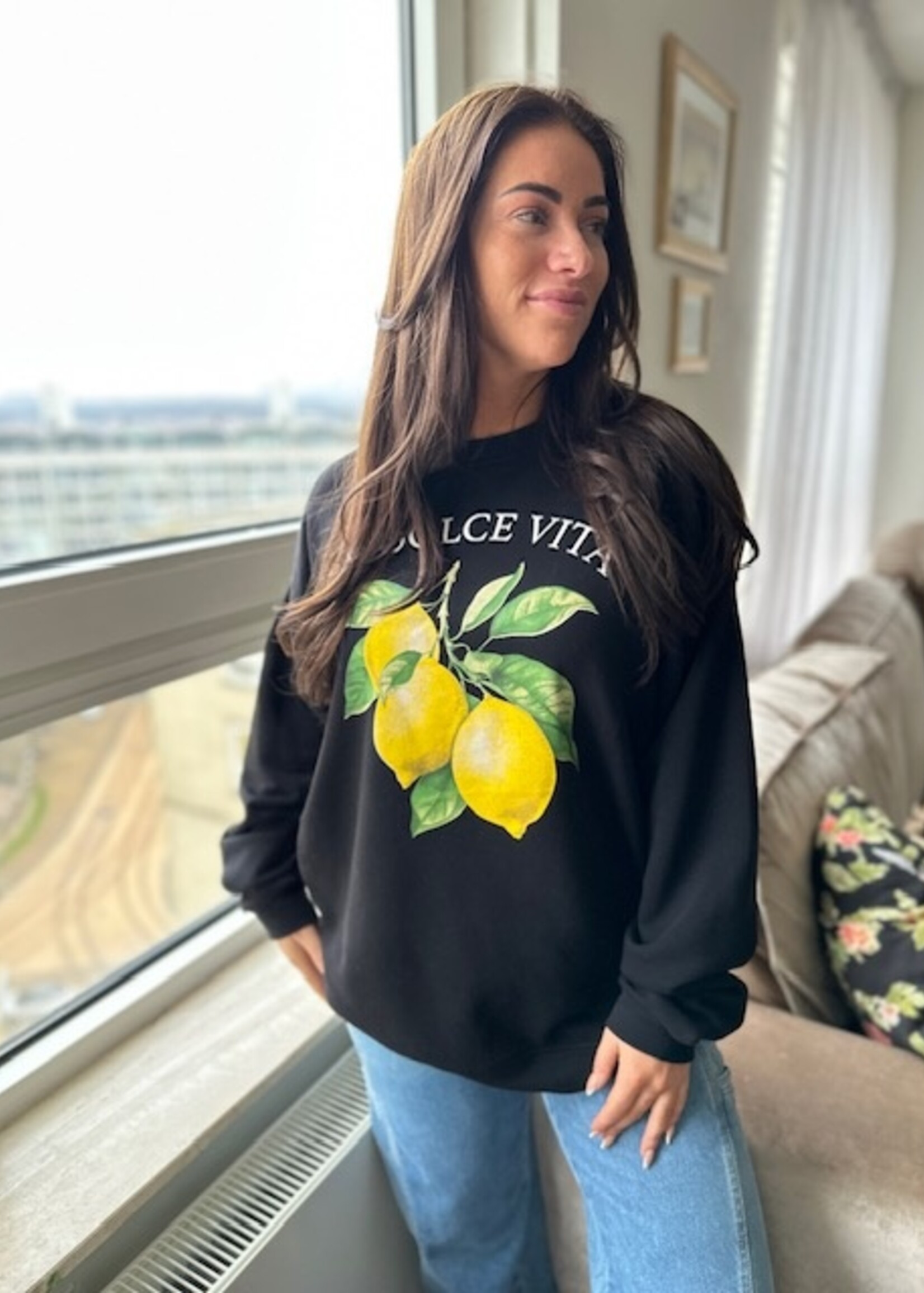 Lemon Front Print Sweater