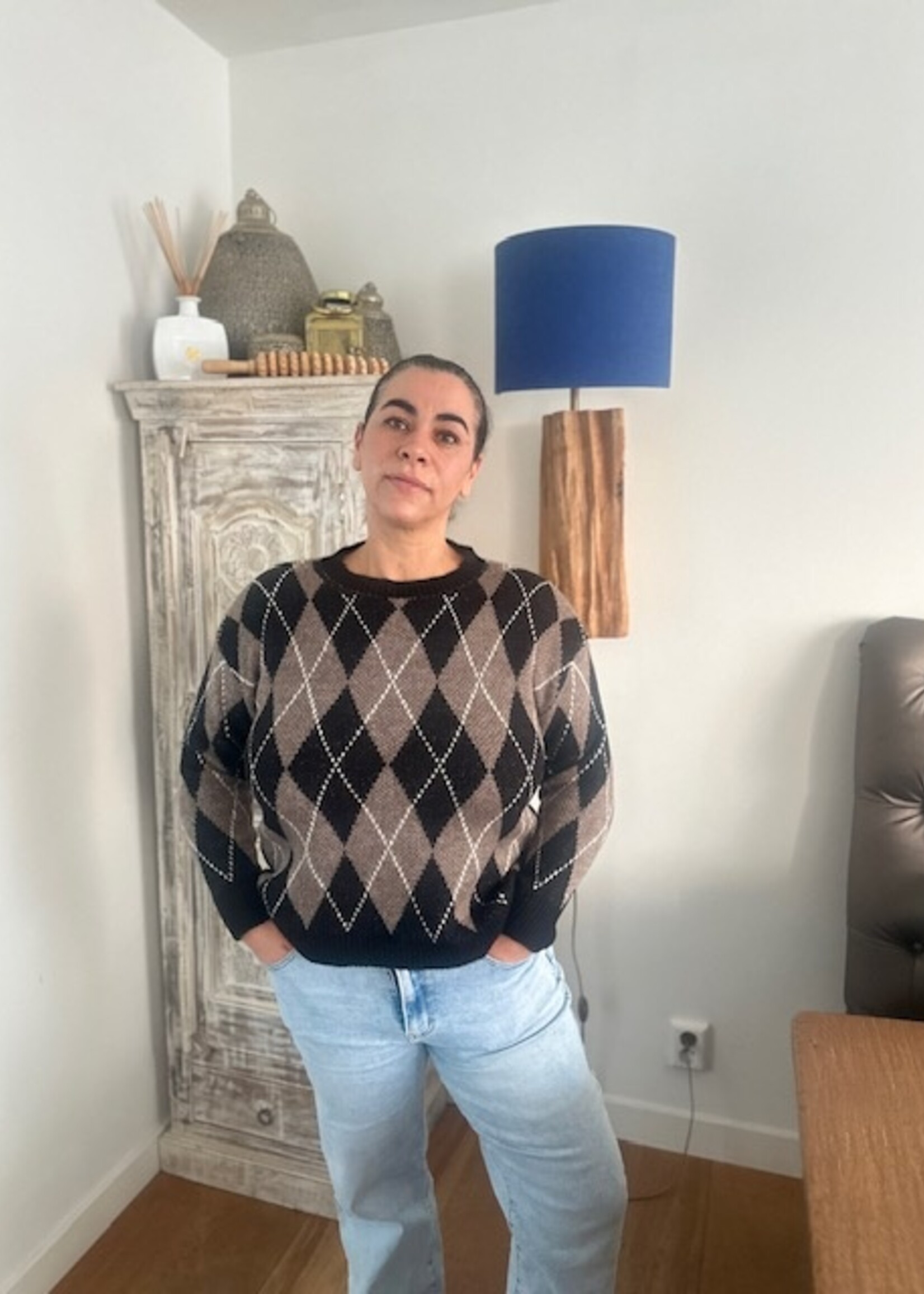 Checked Knit Sweater