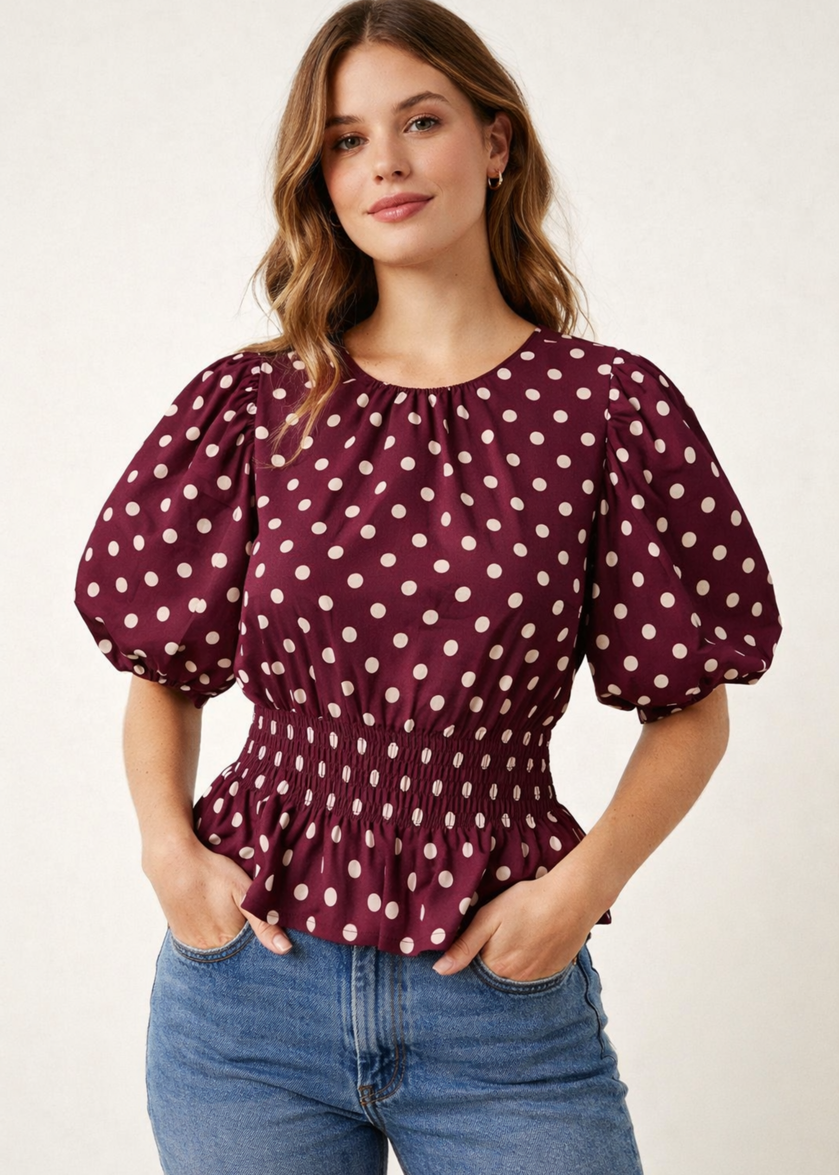 Polka Puff Cotton Top