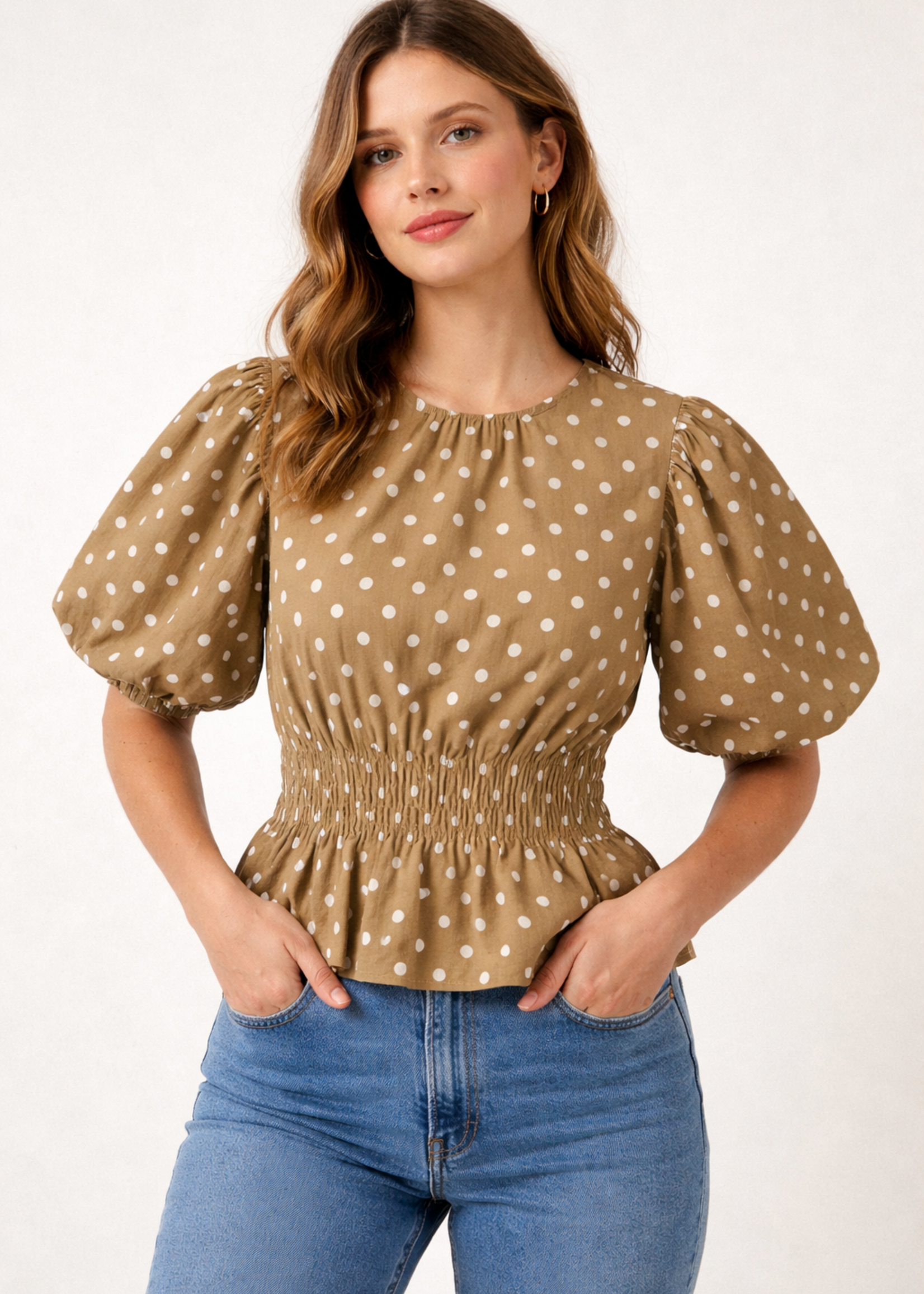 Polka Puff Cotton Top