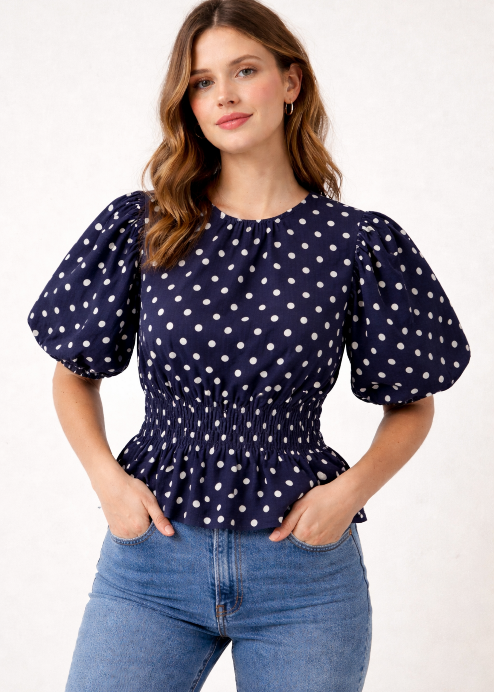 Polka Puff Cotton Top