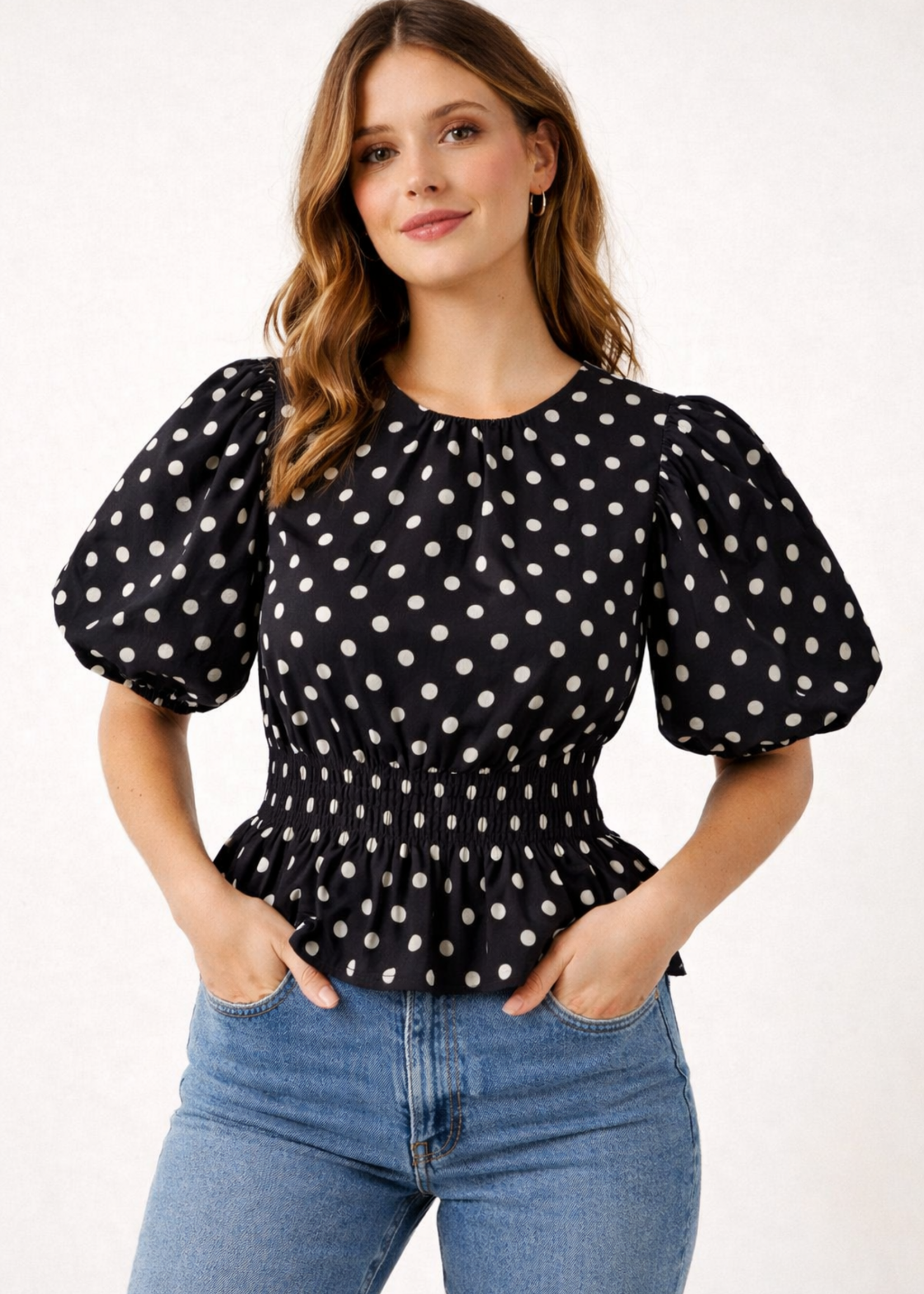 Polka Puff Cotton Top