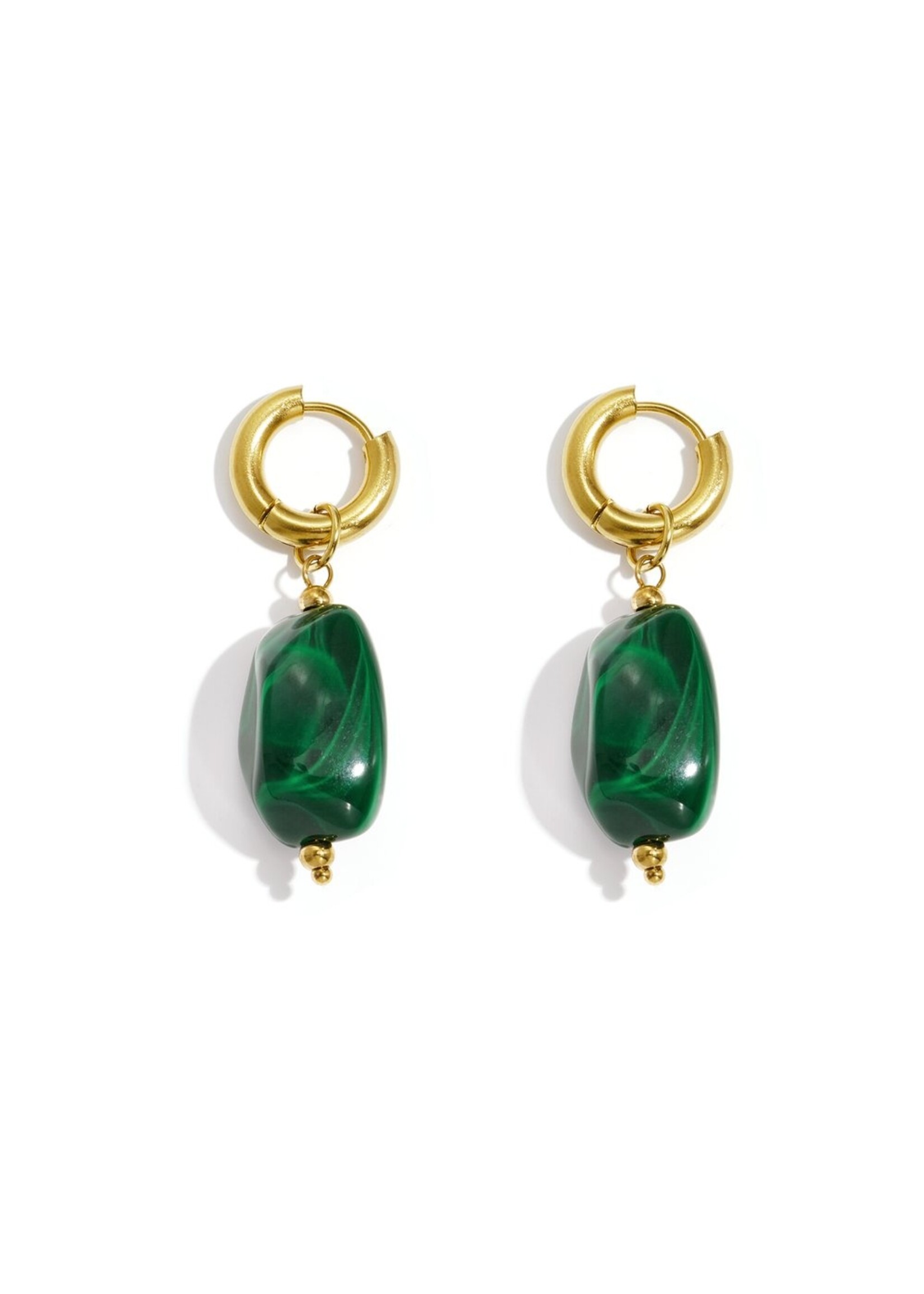 Gouden Oorringen Emerald Drop