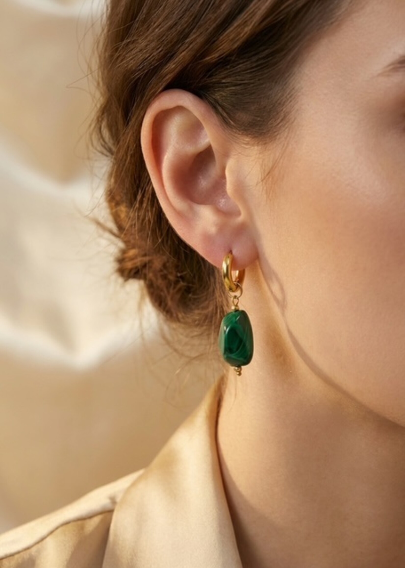 Gouden Oorringen Emerald Drop