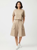 Suedine Bermuda Cargo Shorts Beige