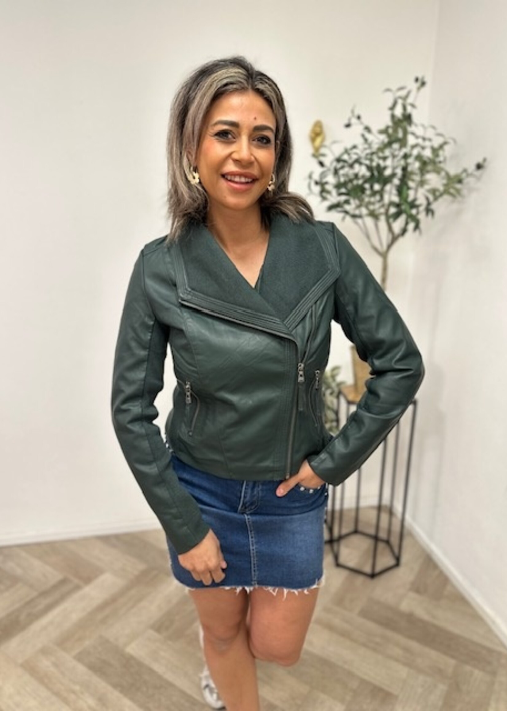 Green Faux Leather Jacket