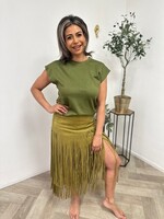 Fringe Suedine Skirt