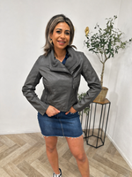 Grijs Faux Leather Jacket