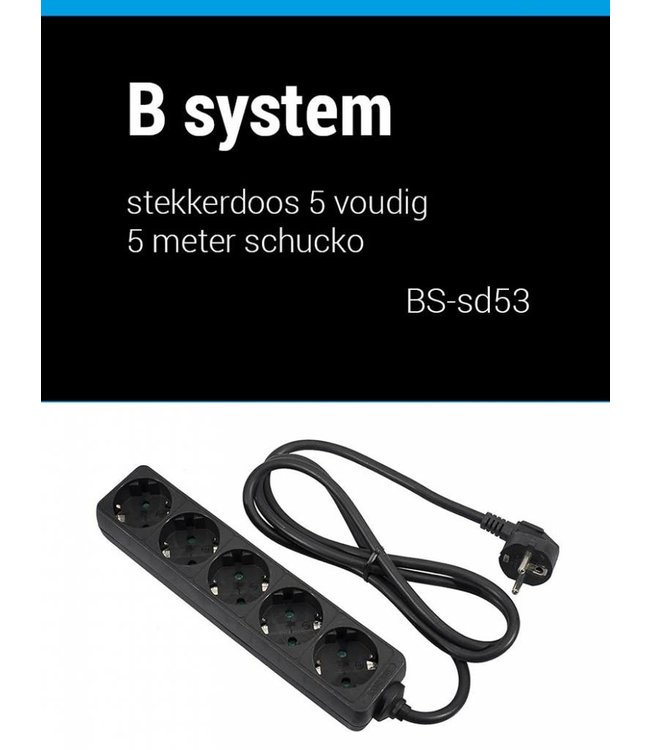 B System Stekkerdoos 5 voudig voeding 3 meter BS-SD53