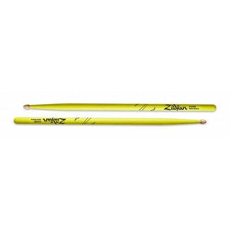 Zildjian Z5AACDGY Drumsticks, Hickory Wood Tip 5A Acorn, neon yellow