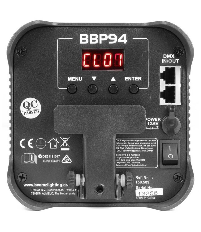 BeamZ BBP94 Uplight Par 4x 10W