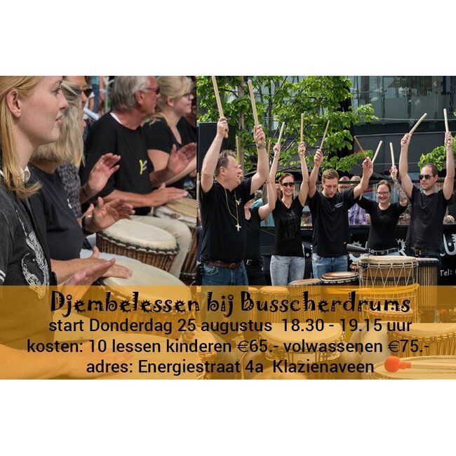 Henk Busscher Djembe les kinderen jongeren Beginners 10 lessen cursus