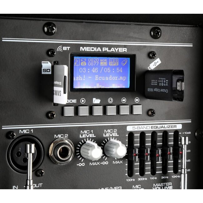 VONYX AP1200PA Mobiele Speaker met Accu 12" Bluetooth/USB/SD/Mp3/VHF 170.334
