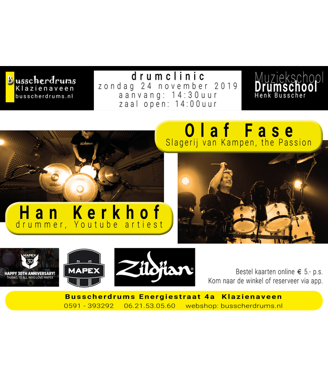 Busscherdrums Drumclinic Olaf Fase & Han Kerkhof