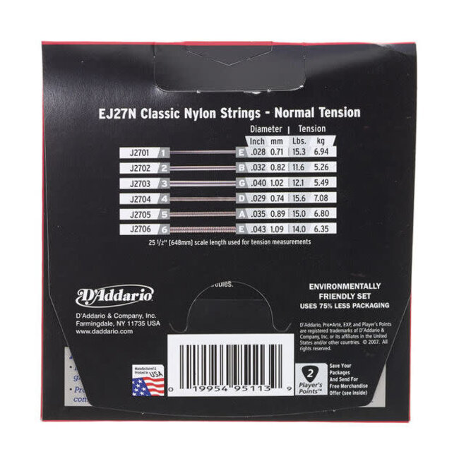 Daddario EJ27N-3D Klassieke Gitaarsnaren 3-Pack - Normal Tension