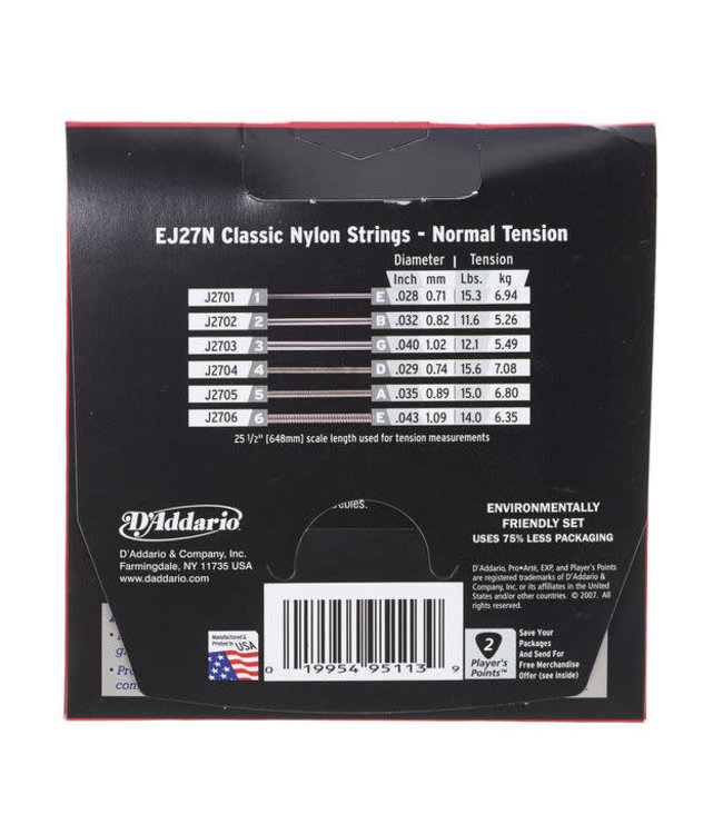 Daddario EJ27N Classic gitaarsnaren voor klassiek gitaar