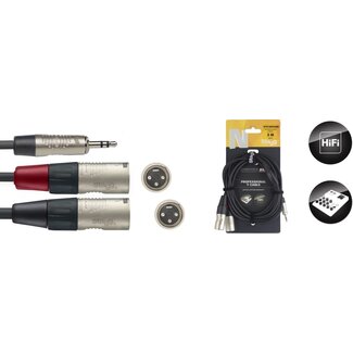 Stagg NYC3/MPS2XMR kabel Y kabel 2x XLR - 1x 3.5m mini stereo jack 3 meter